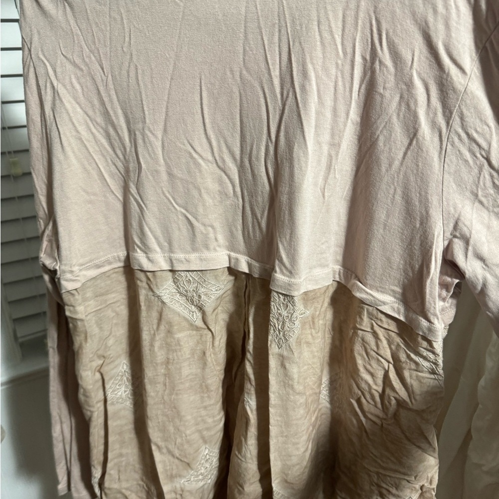 Logo by Lori Goldstein long sleeve beige shirt.